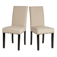 Load image into Gallery viewer, Cream White Fabric Dining Chair with Adjustable Feet Nails, Set of 2