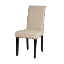 Load image into Gallery viewer, Cream White Fabric Dining Chair with Adjustable Feet Nails, Set of 2
