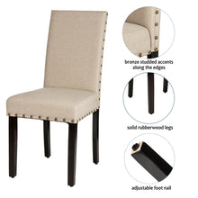 Load image into Gallery viewer, Cream White Fabric Dining Chair with Adjustable Feet Nails, Set of 2