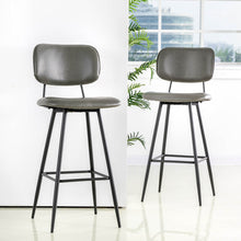 Load image into Gallery viewer, 43"H Grey PU Leather Bar Stool with Back, Set of 2