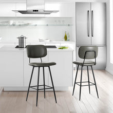 Load image into Gallery viewer, 43"H Grey PU Leather Bar Stool with Back, Set of 2