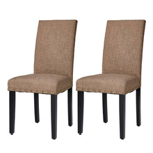 Load image into Gallery viewer, High-Back Tan Fabric Upholstered Dining Chair with Studded Decor, Set of 2