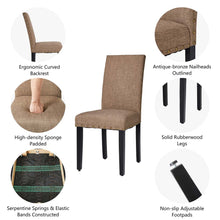 Load image into Gallery viewer, High-Back Tan Fabric Upholstered Dining Chair with Studded Decor, Set of 2