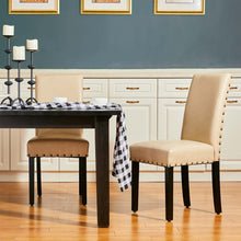 Load image into Gallery viewer, High-Back Beige PU Upholstered Dining Chair with Studded Decor, Set of 2