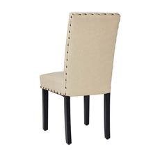 Load image into Gallery viewer, High-Back Beige PU Upholstered Dining Chair with Studded Decor, Set of 2