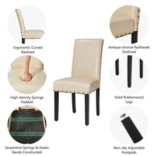 Load image into Gallery viewer, High-Back Beige PU Upholstered Dining Chair with Studded Decor, Set of 2