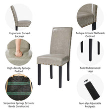 Load image into Gallery viewer, High-Back Gray PU Upholstered Dining Chair with Studded Decor, Set of 2