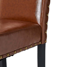 Load image into Gallery viewer, High-Back Brown PU Upholstered Dining Chair with Studded Decor, Set of 2