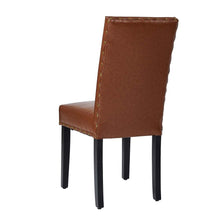 Load image into Gallery viewer, High-Back Brown PU Upholstered Dining Chair with Studded Decor, Set of 2