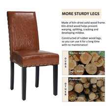 Load image into Gallery viewer, High-Back Brown PU Upholstered Dining Chair with Studded Decor, Set of 2