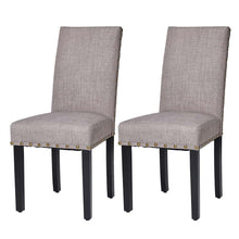 Load image into Gallery viewer, High-Back Gray Fabric Upholstered Dining Chair with Studded Decor, Set of 2