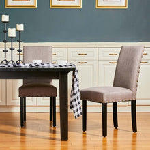 Load image into Gallery viewer, High-Back Gray Fabric Upholstered Dining Chair with Studded Decor, Set of 2