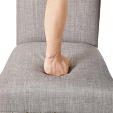 Load image into Gallery viewer, High-Back Gray Fabric Upholstered Dining Chair with Studded Decor, Set of 2