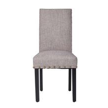 Load image into Gallery viewer, High-Back Gray Fabric Upholstered Dining Chair with Studded Decor, Set of 2