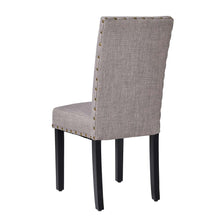 Load image into Gallery viewer, High-Back Gray Fabric Upholstered Dining Chair with Studded Decor, Set of 2