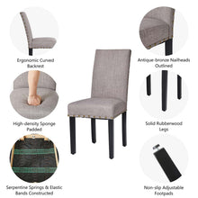 Load image into Gallery viewer, High-Back Gray Fabric Upholstered Dining Chair with Studded Decor, Set of 2