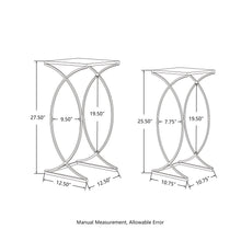 Load image into Gallery viewer, Silver Metal Nesting Side & End Accent Table with Square Glass Top, Set of 2