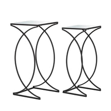 Load image into Gallery viewer, Black Metal Nesting Accent Table with Square Glass Top, Set of 2