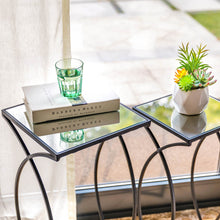 Load image into Gallery viewer, Black Metal Nesting Accent Table with Square Glass Top, Set of 2