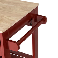 Load image into Gallery viewer, 34.25"H Red Wooden Basic Kitchen Cart/Island with Solid Oak Top
