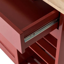Load image into Gallery viewer, 34.25"H Red Wooden Basic Kitchen Cart/Island with Solid Oak Top