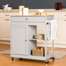 Load image into Gallery viewer, 34.25"H Gray Wooden Basic Kitchen Cart/Island with Solid Oak Top