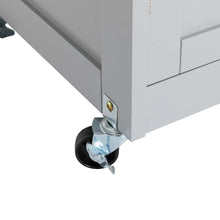 Load image into Gallery viewer, 34.25"H Gray Wooden Basic Kitchen Cart/Island with Solid Oak Top