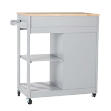 Load image into Gallery viewer, 34.25"H Gray Wooden Basic Kitchen Cart/Island with Solid Oak Top