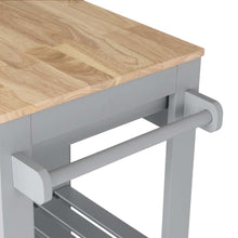 Load image into Gallery viewer, 34.25"H Gray Wooden Basic Kitchen Cart/Island with Solid Oak Top