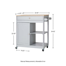 Load image into Gallery viewer, 34.25"H Gray Wooden Basic Kitchen Cart/Island with Solid Oak Top