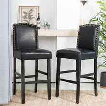 Load image into Gallery viewer, 45.00"H Black Leatherette High-Back Barchair with Studded Decoration, Set of 2