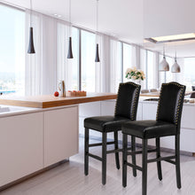 Load image into Gallery viewer, 45.00"H Black Leatherette High-Back Barchair with Studded Decoration, Set of 2