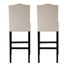 Load image into Gallery viewer, 45"H Cream White Leatherette High-Back Barchair with Studded Decoration, Set of 2