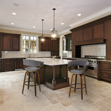 Load image into Gallery viewer, Mid-century Modern Gray Fabric/Walnut Bentwood Swivel Bar Stool, Set of 2