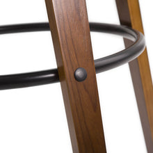 Load image into Gallery viewer, Mid-century Modern Gray Fabric/Walnut Bentwood Swivel Bar Stool, Set of 2