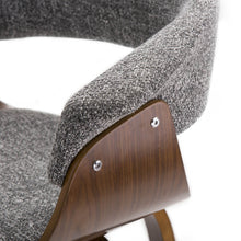 Load image into Gallery viewer, Mid-century Modern Gray Fabric/Walnut Bentwood Swivel Bar Stool, Set of 2