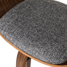 Load image into Gallery viewer, Mid-century Modern Gray Fabric/Walnut Bentwood Swivel Bar Stool, Set of 2