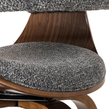 Load image into Gallery viewer, Mid-century Modern Gray Fabric/Walnut Bentwood Swivel Bar Stool, Set of 2