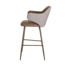 Load image into Gallery viewer, Dark Brown Mixing Leatherette/Gray Fabric Bar Stool with Back, Set of 2