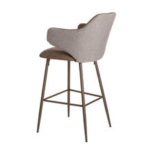 Load image into Gallery viewer, Dark Brown Mixing Leatherette/Gray Fabric Bar Stool with Back, Set of 2
