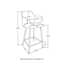 Load image into Gallery viewer, Dark Brown Mixing Leatherette/Gray Fabric Bar Stool with Back, Set of 2