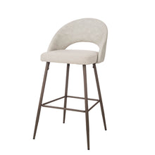 Load image into Gallery viewer, Pale Grey Fabric/Leatherette Bar Stool with Back and Tapered Metal Legs, Set of 2