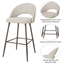 Load image into Gallery viewer, Pale Grey Fabric/Leatherette Bar Stool with Back and Tapered Metal Legs, Set of 2
