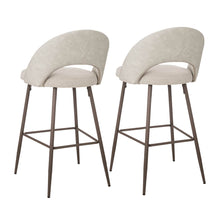 Load image into Gallery viewer, Pale Grey Fabric/Leatherette Bar Stool with Back and Tapered Metal Legs, Set of 2