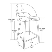 Load image into Gallery viewer, Pale Grey Fabric/Leatherette Bar Stool with Back and Tapered Metal Legs, Set of 2