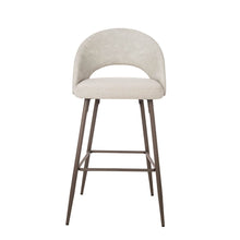 Load image into Gallery viewer, Pale Grey Fabric/Leatherette Bar Stool with Back and Tapered Metal Legs, Set of 2
