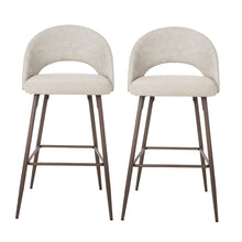 Load image into Gallery viewer, Pale Grey Fabric/Leatherette Bar Stool with Back and Tapered Metal Legs, Set of 2