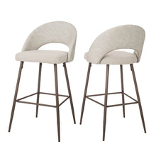 Load image into Gallery viewer, Pale Grey Fabric/Leatherette Bar Stool with Back and Tapered Metal Legs, Set of 2
