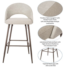 Load image into Gallery viewer, Pale Grey Fabric/Leatherette Bar Stool with Back and Tapered Metal Legs, Set of 2
