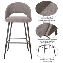 Load image into Gallery viewer, Dark Grey Mixing Fabric/Leatherette Bar Stool with Back and Tapered Metal Legs, Set of 2